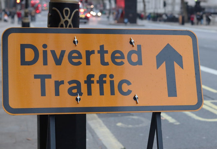 diverted traffic sign