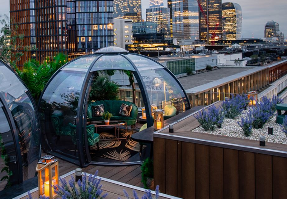Cosy igloos to stay warm at Aviary, London. 