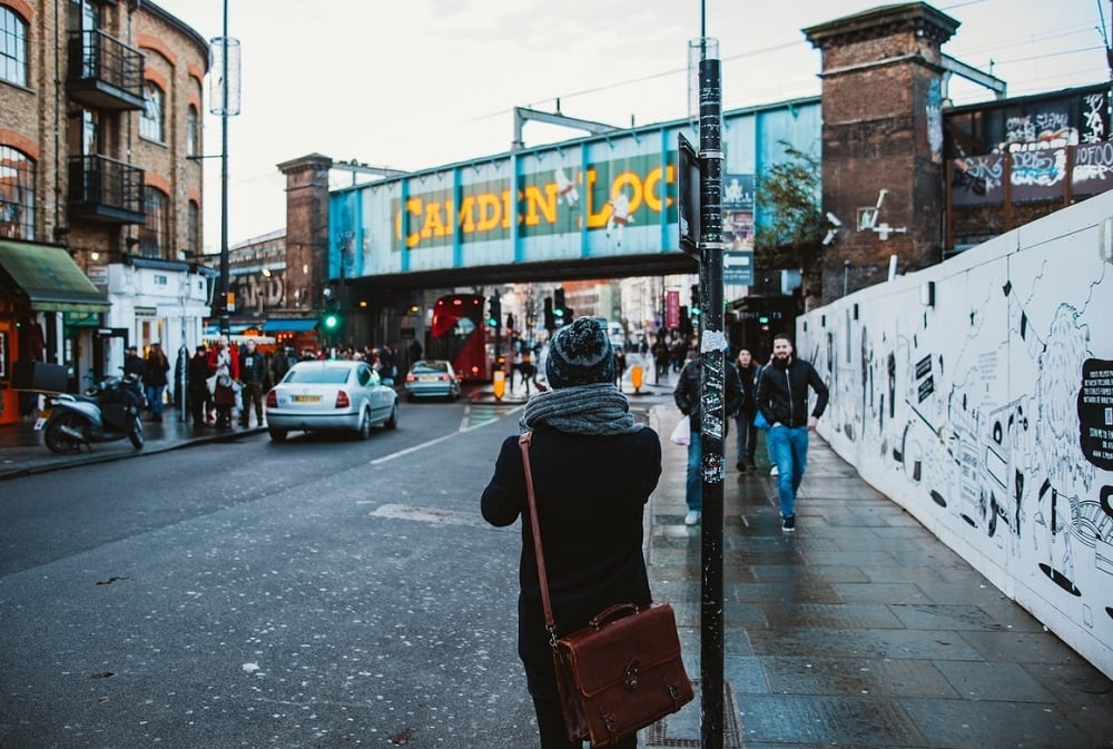 woman walking in Camden.