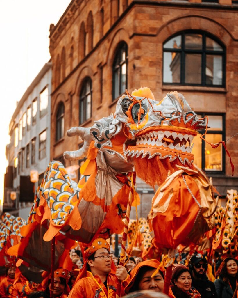 Chinese New Year in China - dragon dicing celebration