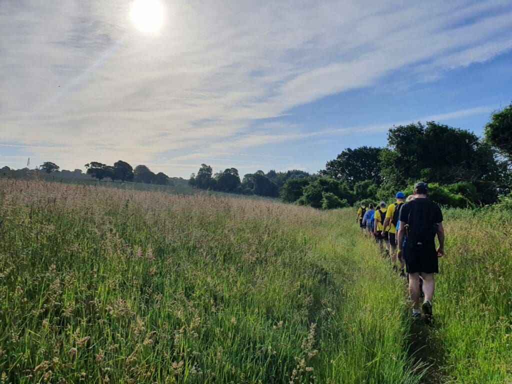 people walking in a field