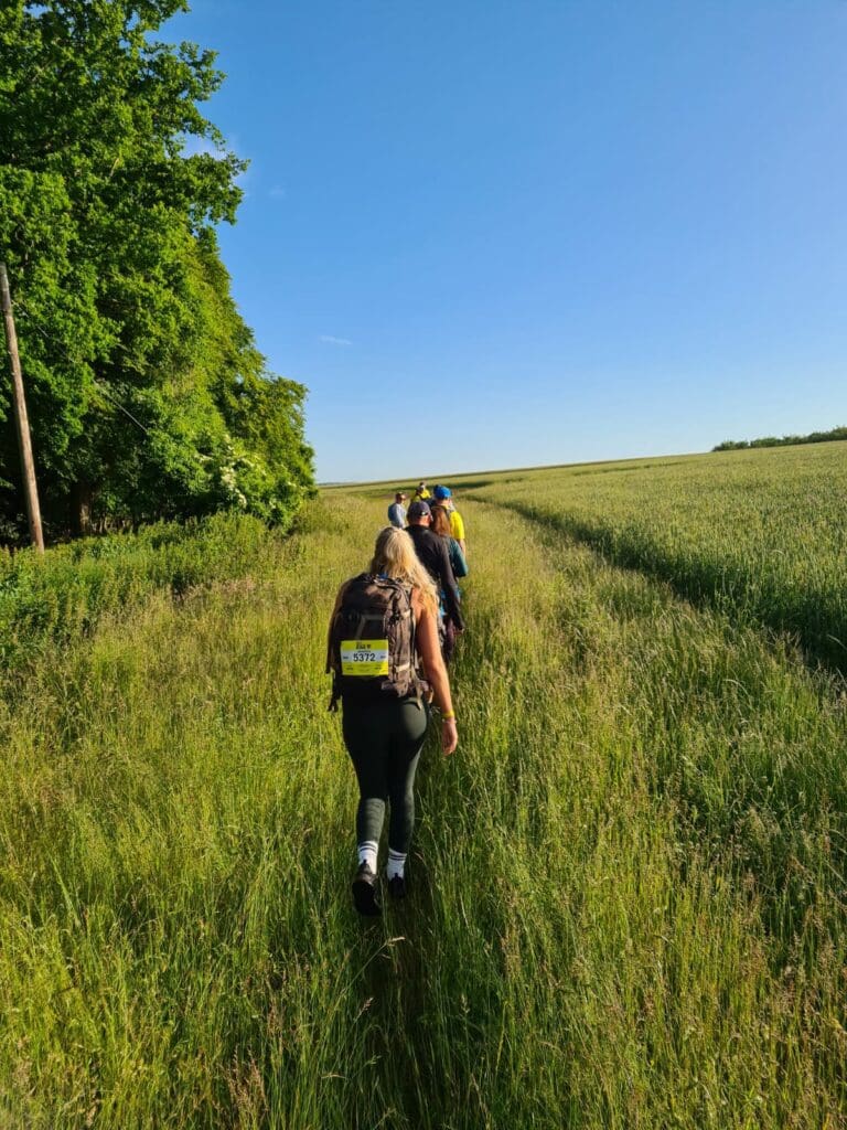 woman in a field walking