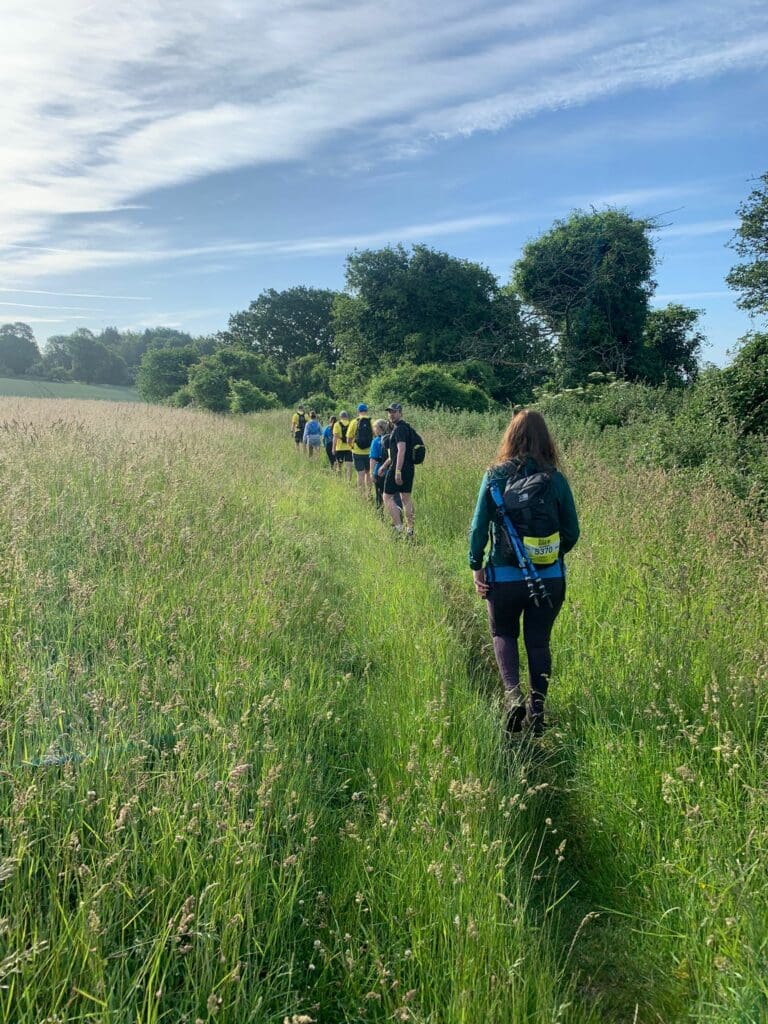 sports walk in a field