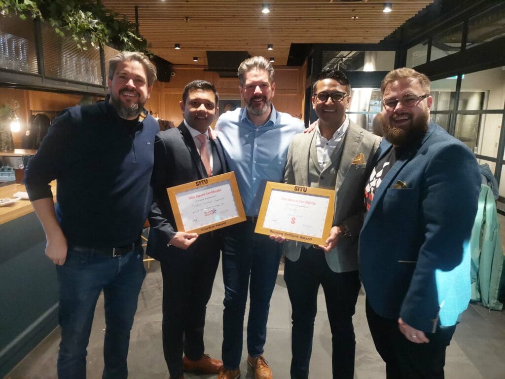 Mansley Serviced Apartments and Staycity award winners with Phil Stapleton and Mike Ennals from Situ at Be More Starfish Roadshow
