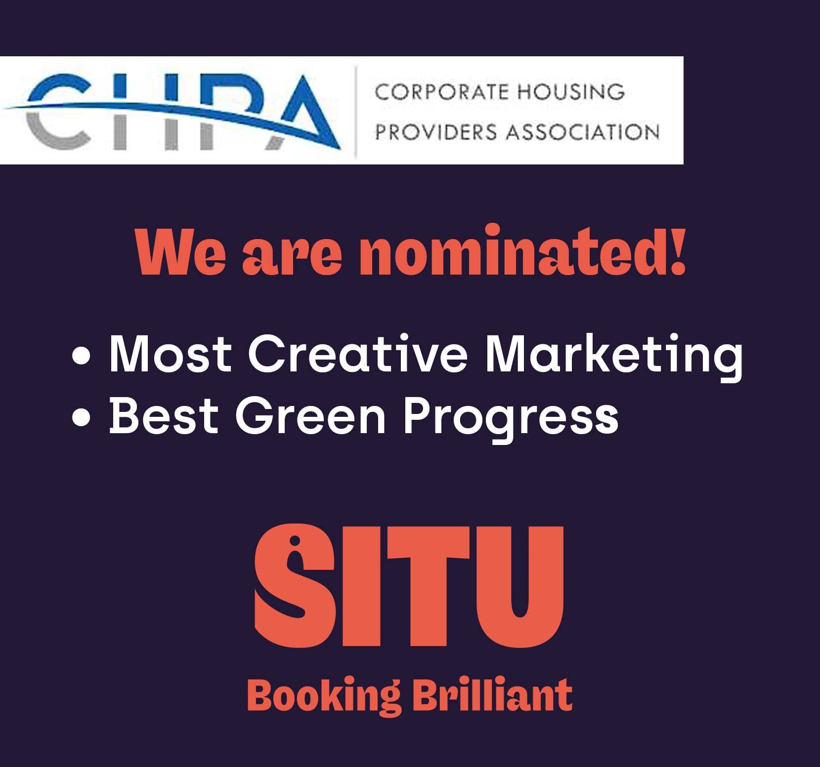 Situ is nominated for Most Creative Marketing & Best Green Progress