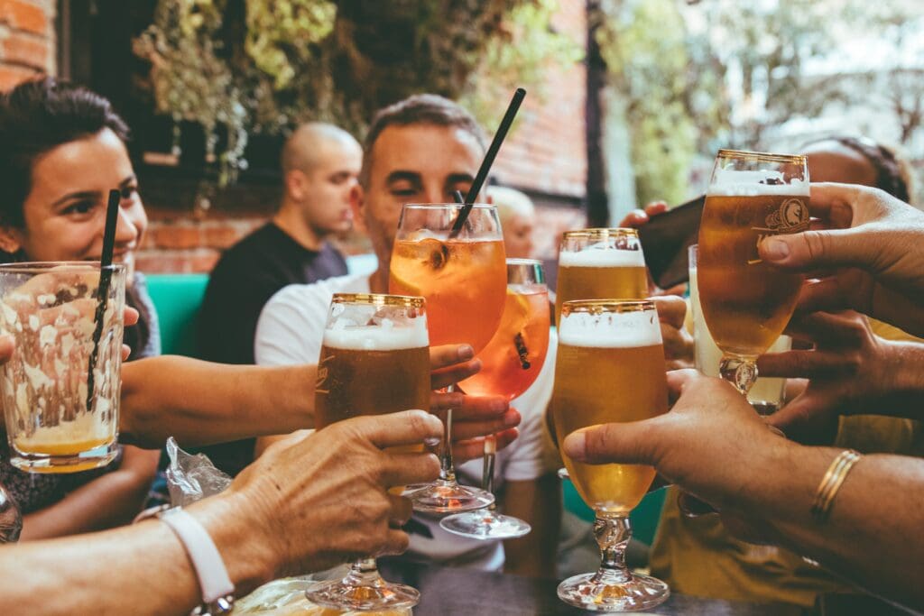 Friends drinking and having a good time