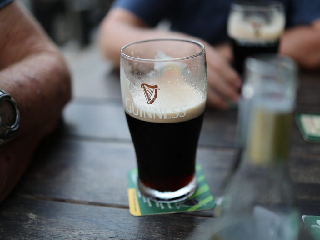 Enjoying a Guinness on st Patrick's Day