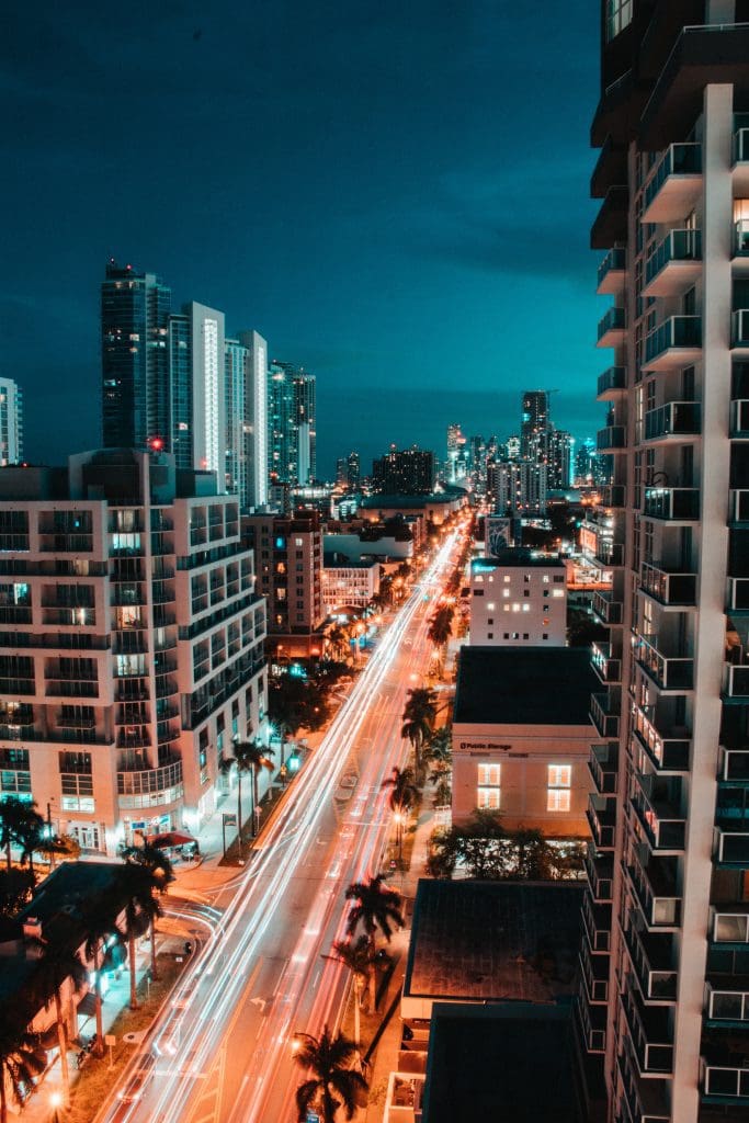 Miami streets in the night