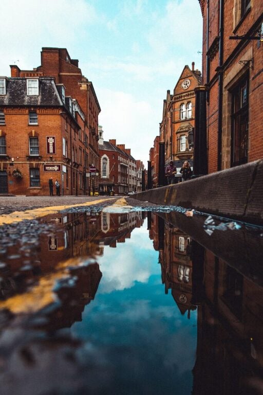 Streets in Leicester rainy day 