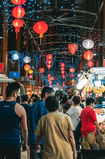 People walking at the Chinese New Year festival