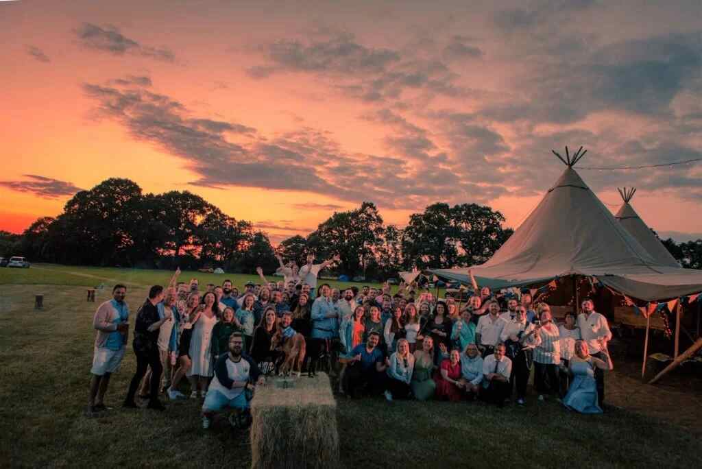 SITU Summer Party - group photo with stunning sunset glow.