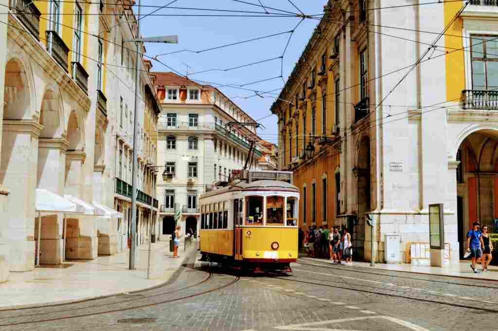 tram in the city of Lisbon, Portugal