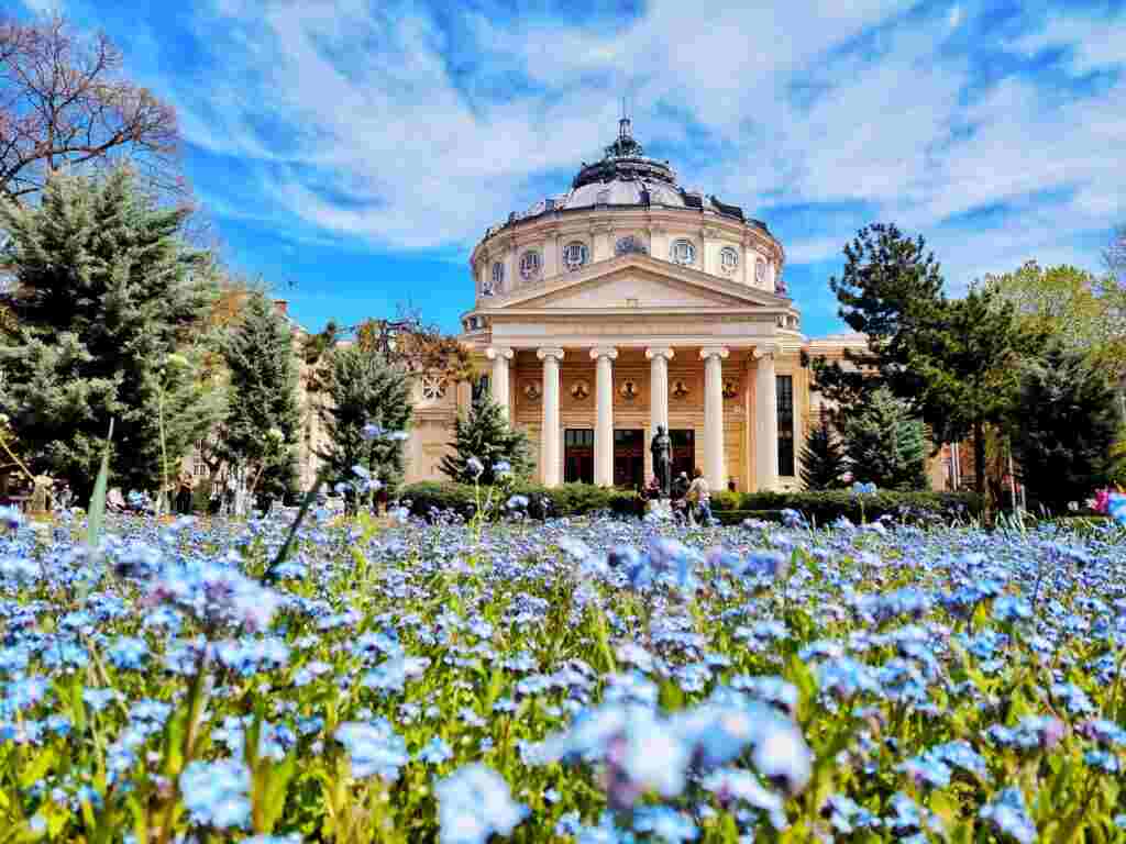 European Heritage site and garden with flowers and trees