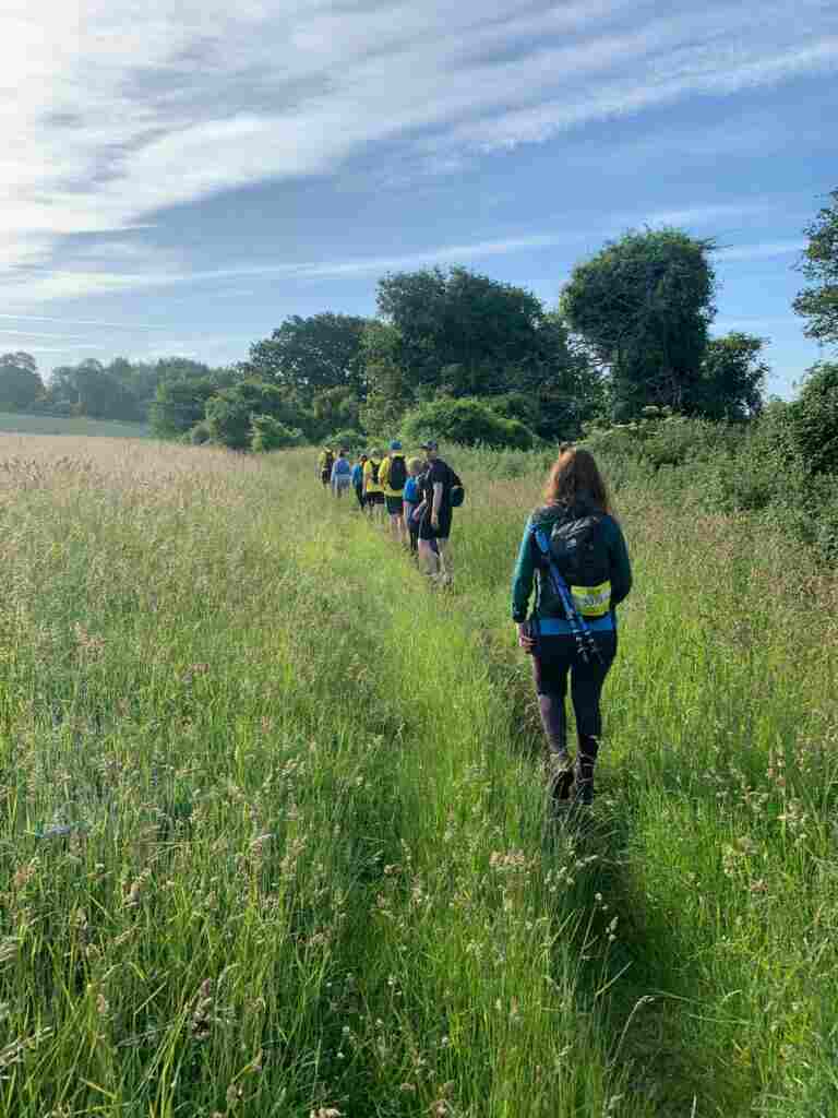 sports walk in a field