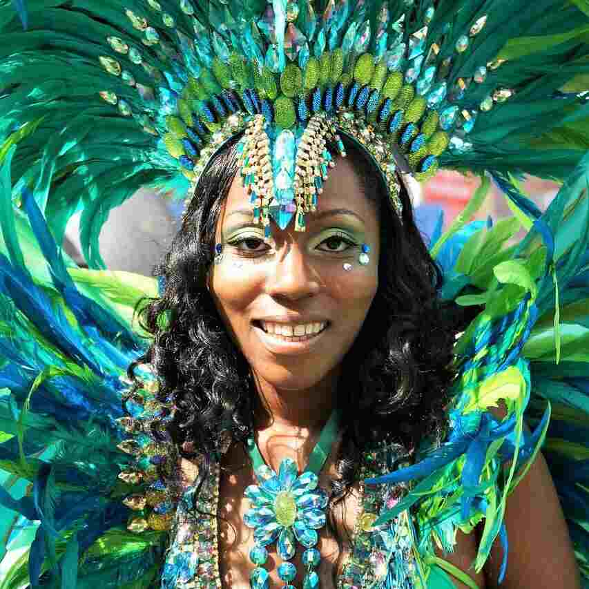 woman dressing up in carnival costume