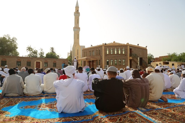 Muslims gathered for prayers