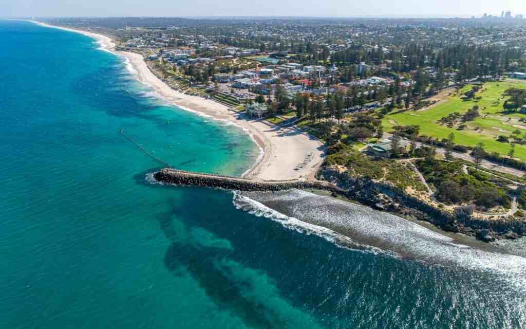 Long white sand beach and ocean