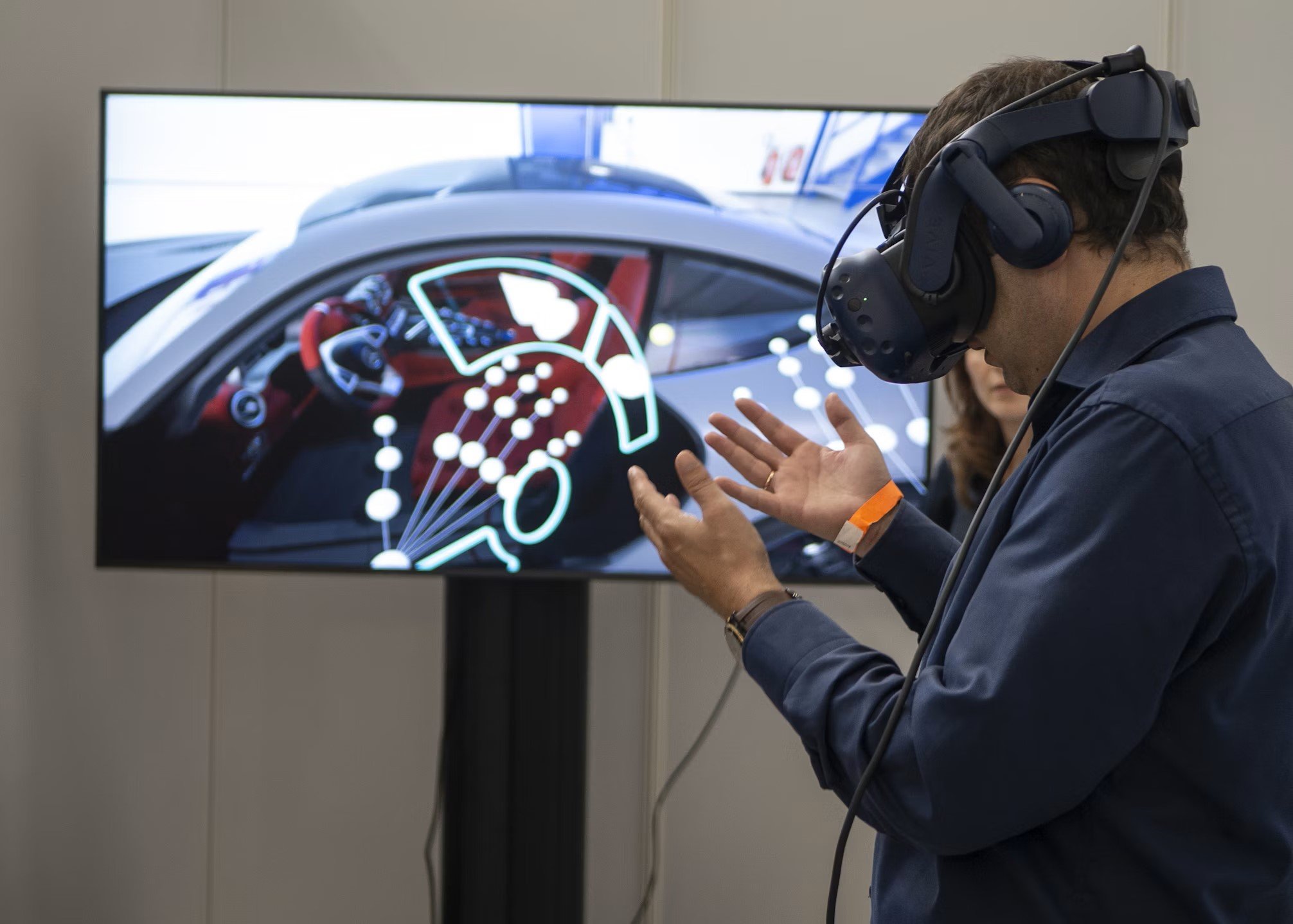 A man wearing a virtual reality headset