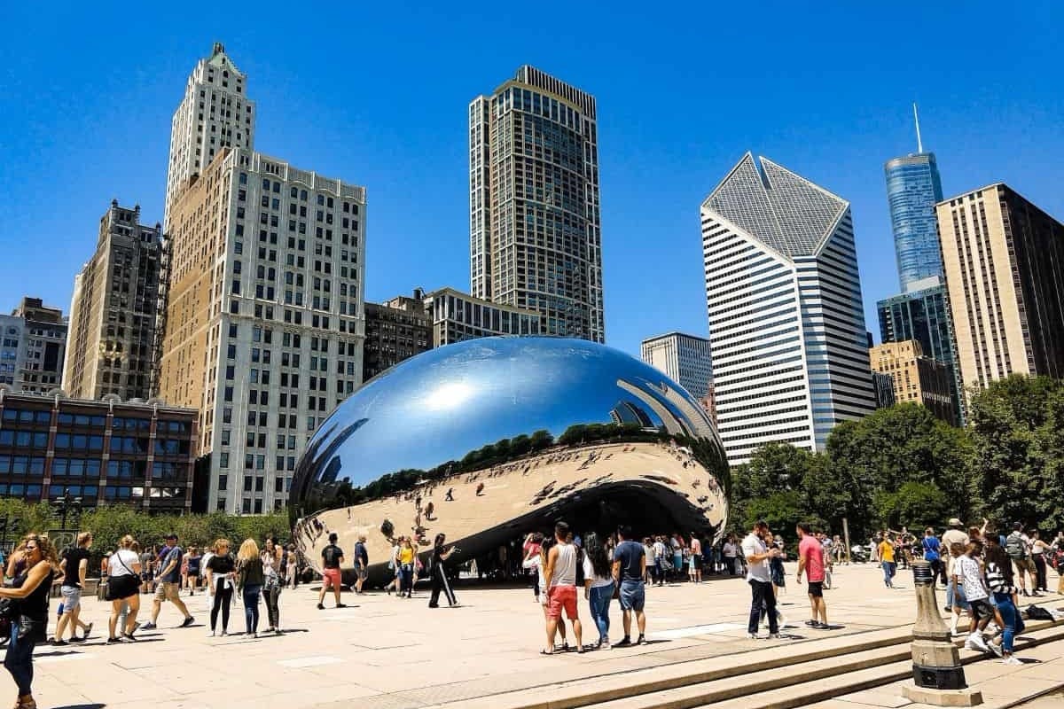 The Cloud Gate sculpture, also known as "The Bean" 