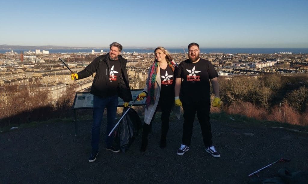 Phil, Becca, and Michael doing some litter picking