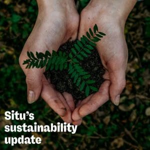 Two hands holding a a pile of dirt and a small tree