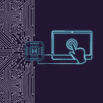 Teal outline of a computer screen