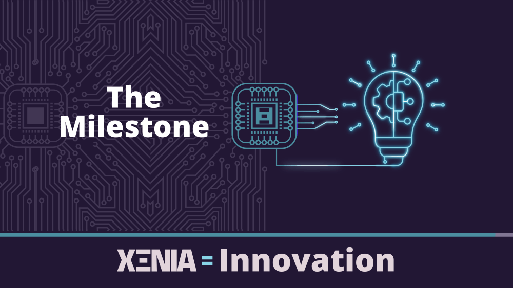 Teal outline of a lightbulb, captioned with 'The milestone'