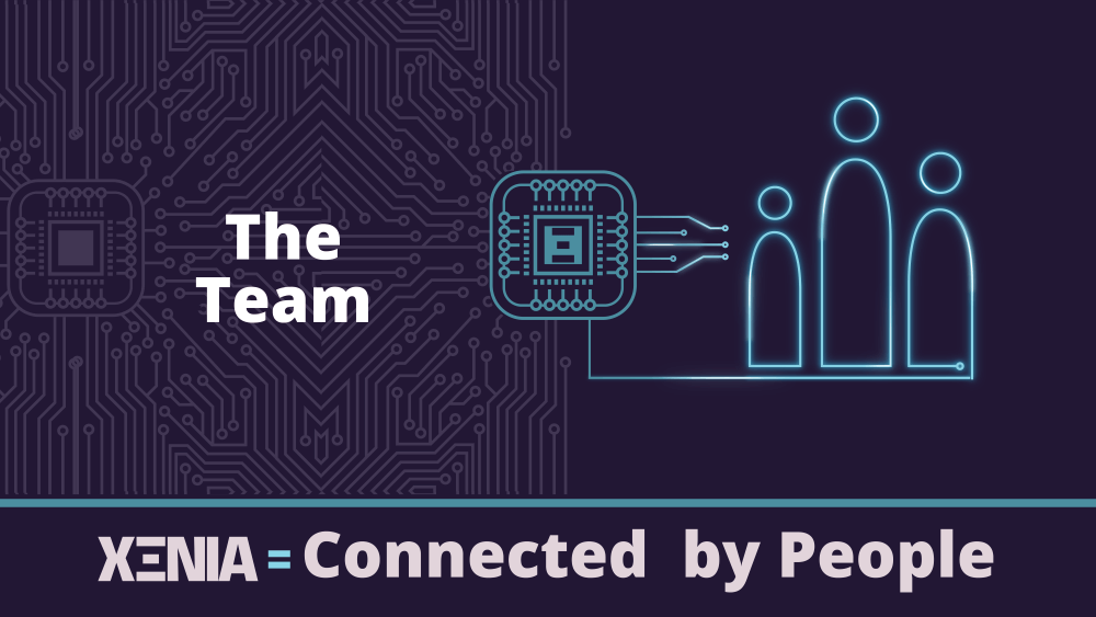 Teal outline of people captioned with 'The Team'