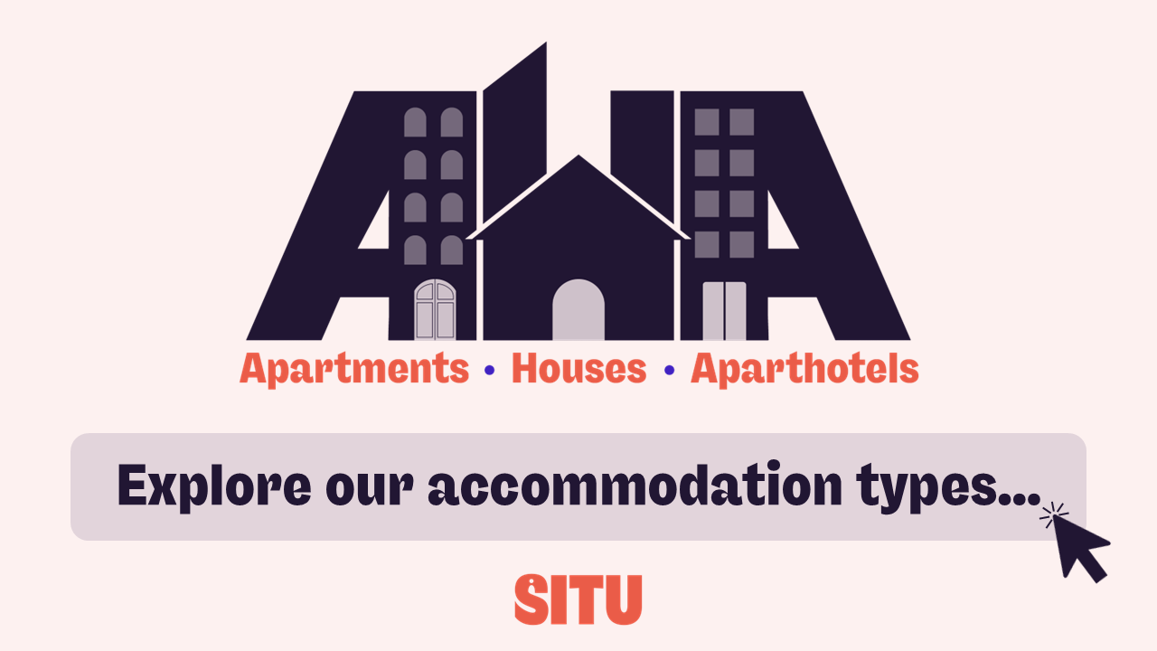 Our accommodation types: apartments, houses, and aparthotels