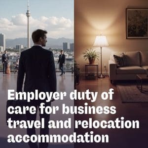 A business traveller and business travel accommodation