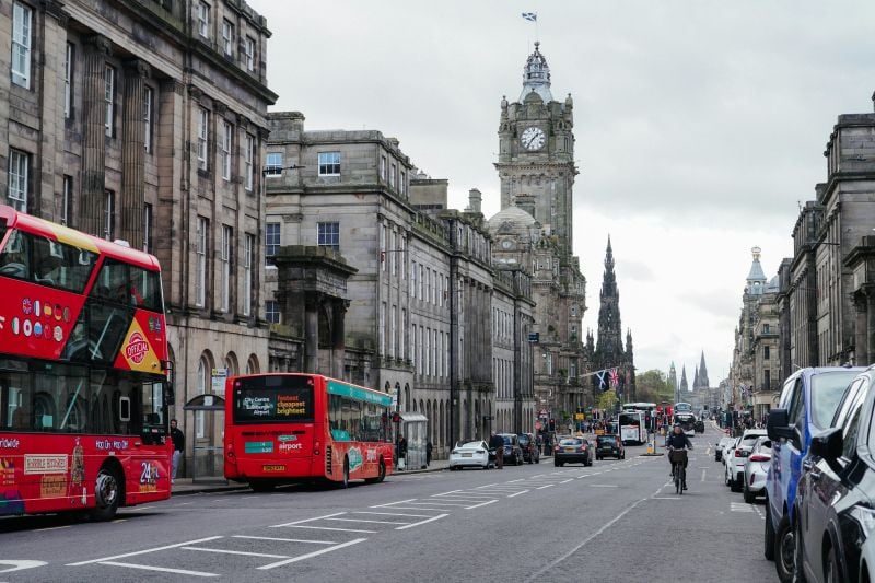 Buses along Edinburgh's Princes Street