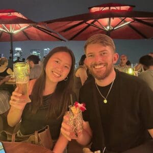 Situ team members Ryan and Bernice at a restaurant in Singapore