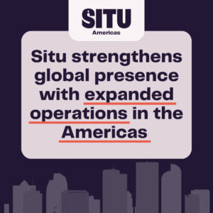 Situ Strengthens global presence with expanded operations in the Americas title above city skyline