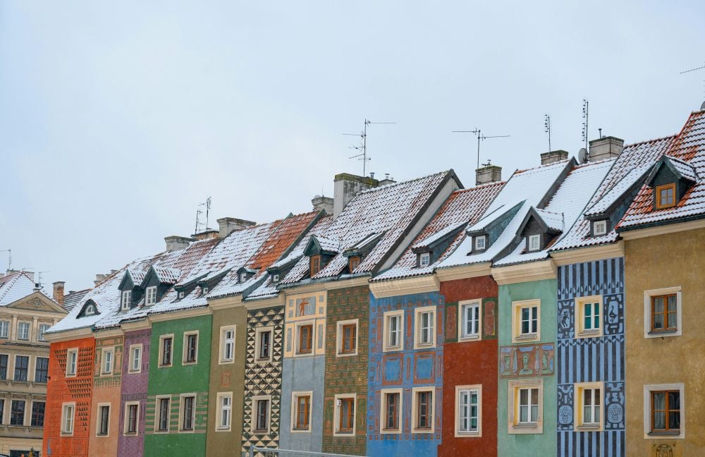 A row of houses in Europe