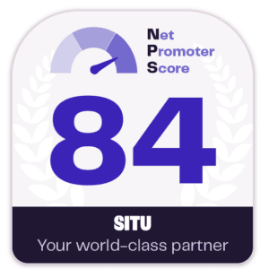 Graphic displaying Situ's Net Promoter Score (NPS) of 84