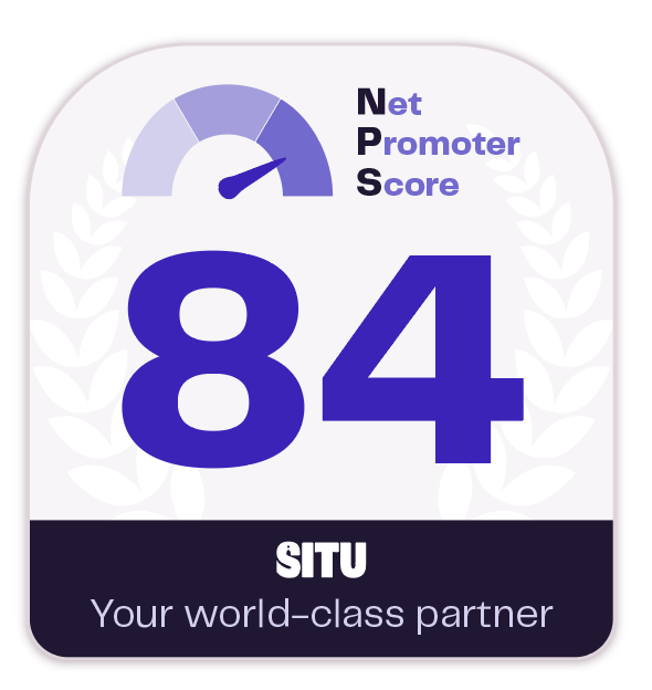 Graphic displaying Situ's Net Promoter Score (NPS) of 84