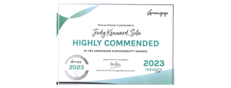 Greengage Sustainability Awards 2023 certificate