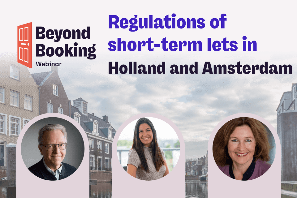 Webinar speakers in front of Amsterdam scenery